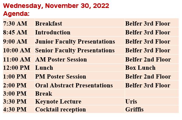 Agenda for the 2022 WDOM Research Retreat