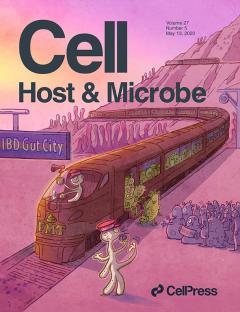 Cell Host & Microbe cover. Artwork by C. Demarta, eureka comunicazione visiva, courtesy of Cell Press.